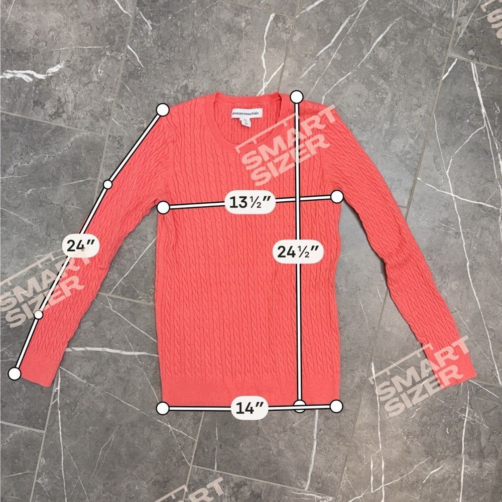 Amazon Essentials Salmon Coral Cable Knit Crew Neck Sweater Women’s Size S - Picture 5 of 5